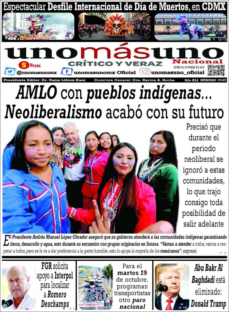 Portada de unomásuno (M&eacute;xico)