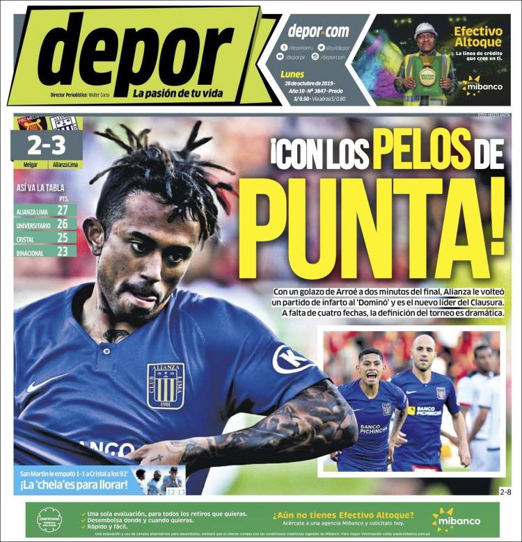 Portada de Depor (Per&uacute;)