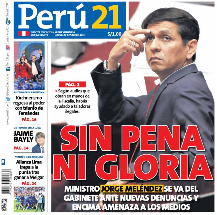Portada de Perú 21 (Per&uacute;)