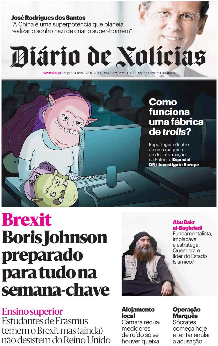 Portada de Diário de Noticias (Portugal)