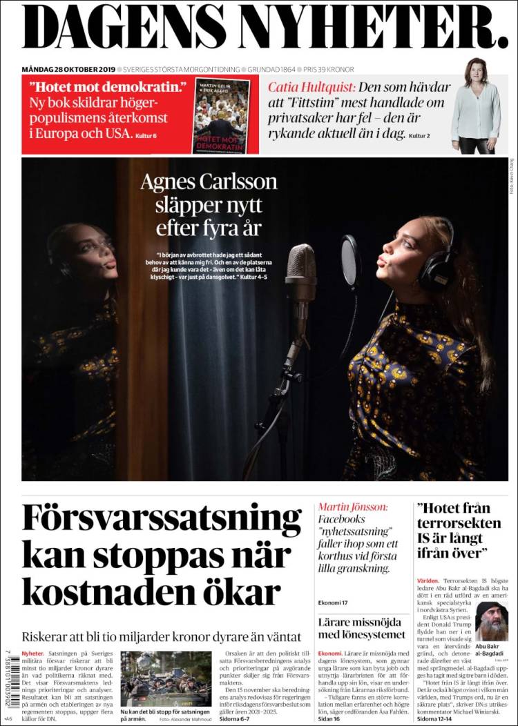Portada de Dagens Nyheter (Suecia)