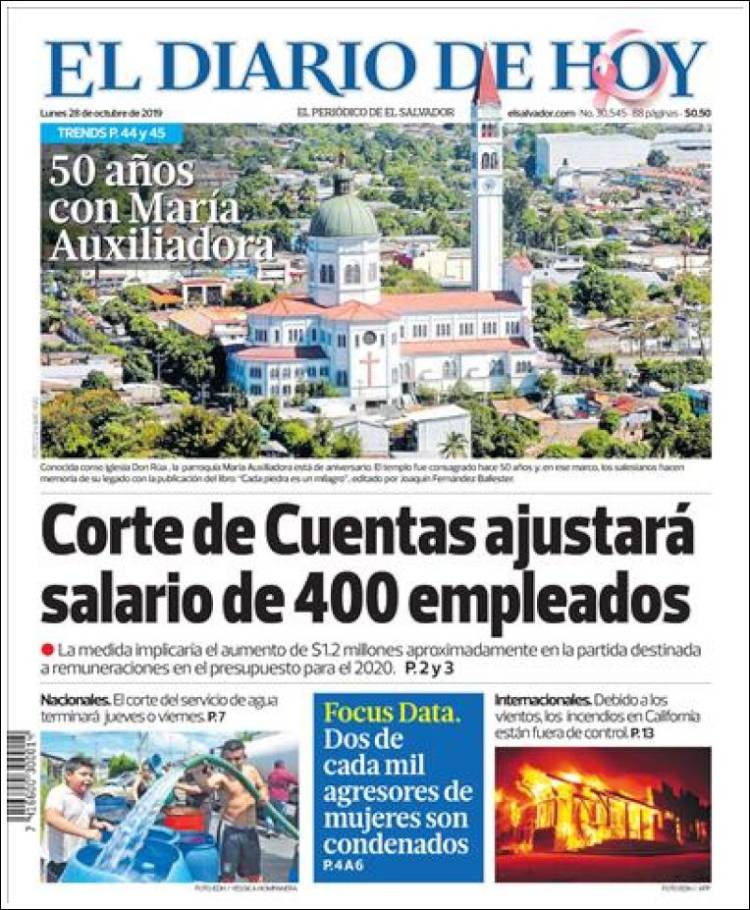 Portada de El Diario de Hoy (El Salvador)