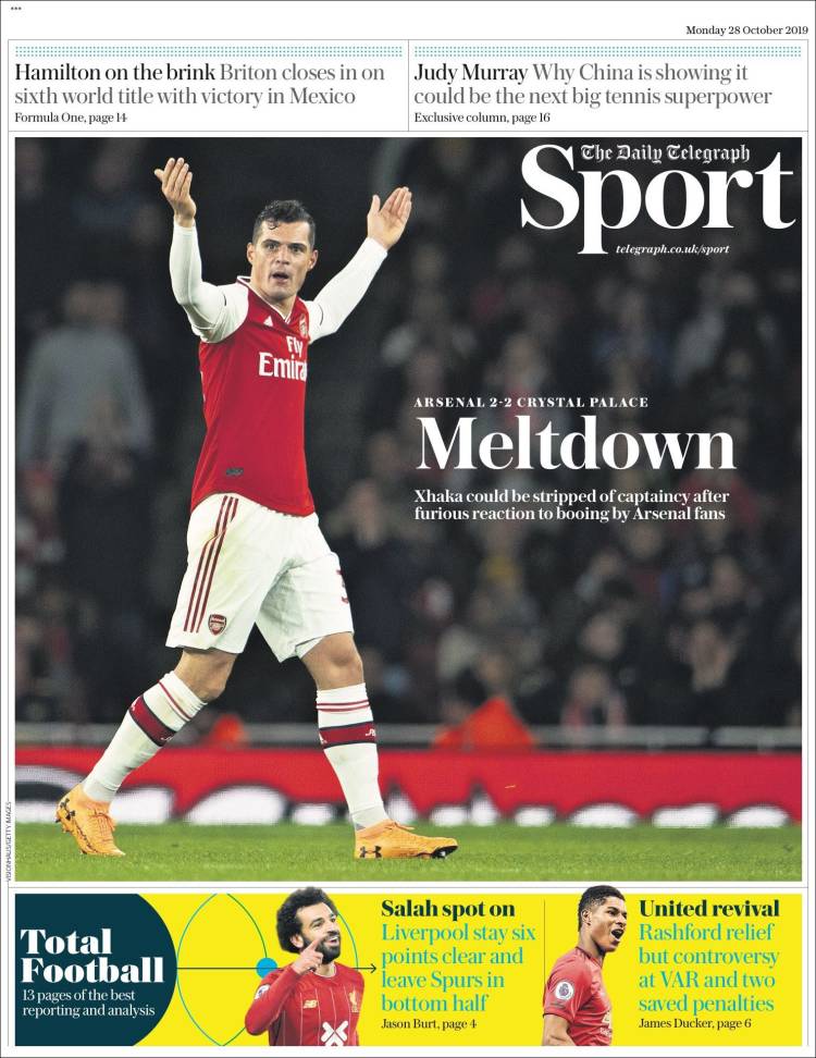 Portada de Telegraph Sport (Reino Unido)