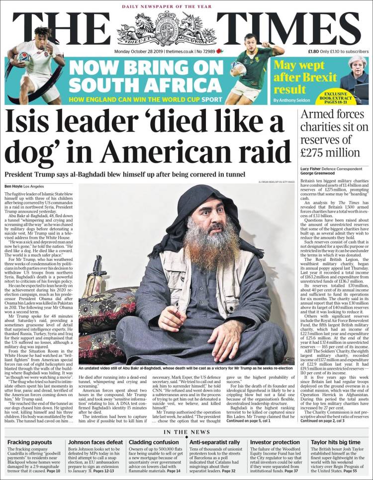 Portada de The Times (Reino Unido)