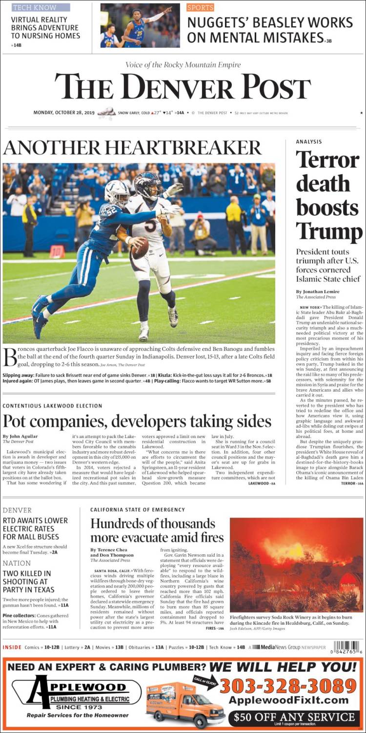 Portada de The Denver Post (USA)