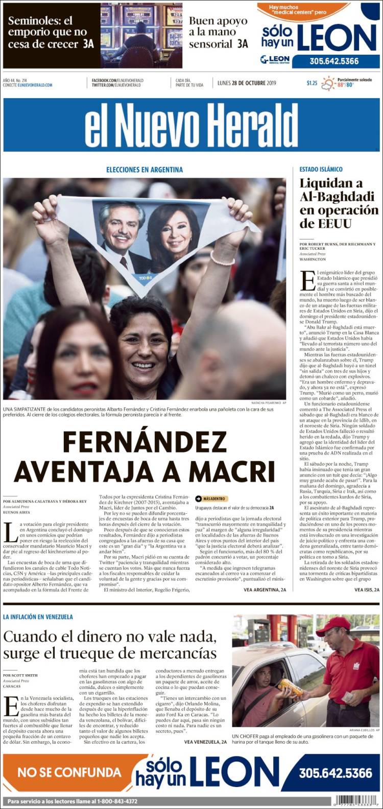 Portada de El Nuevo Herald (USA)