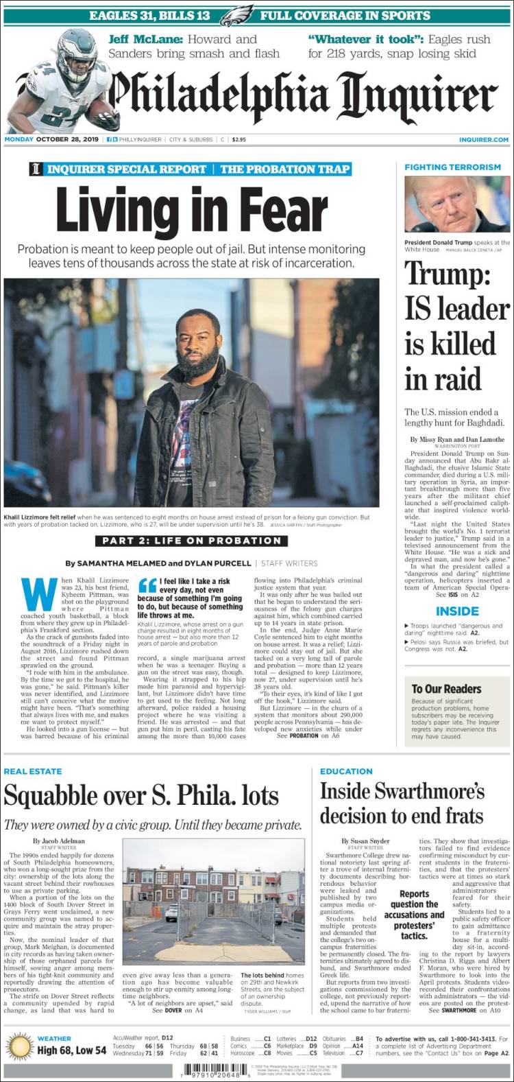 Portada de Philadelphia Inquirer (USA)