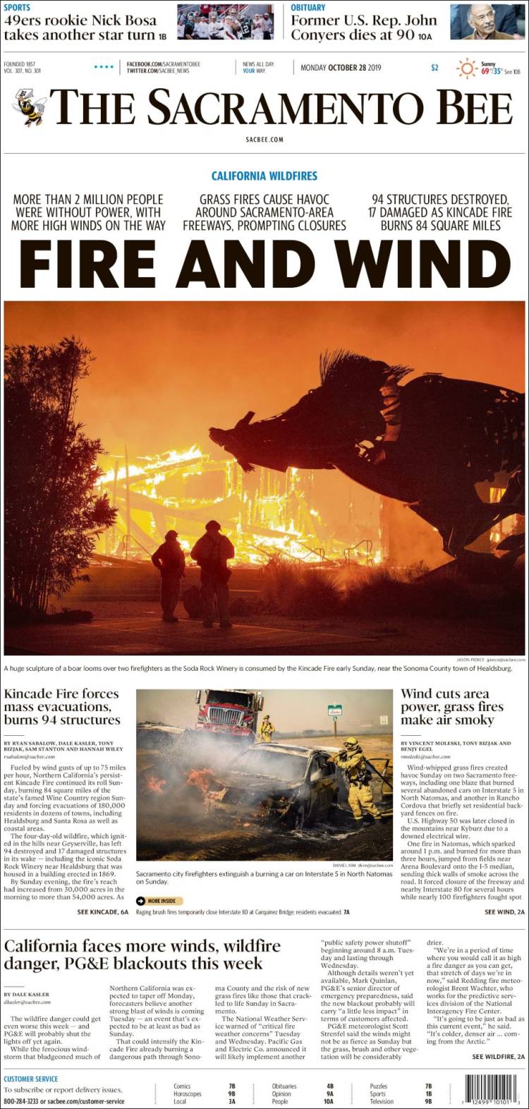 Portada de The Sacramento Bee (USA)