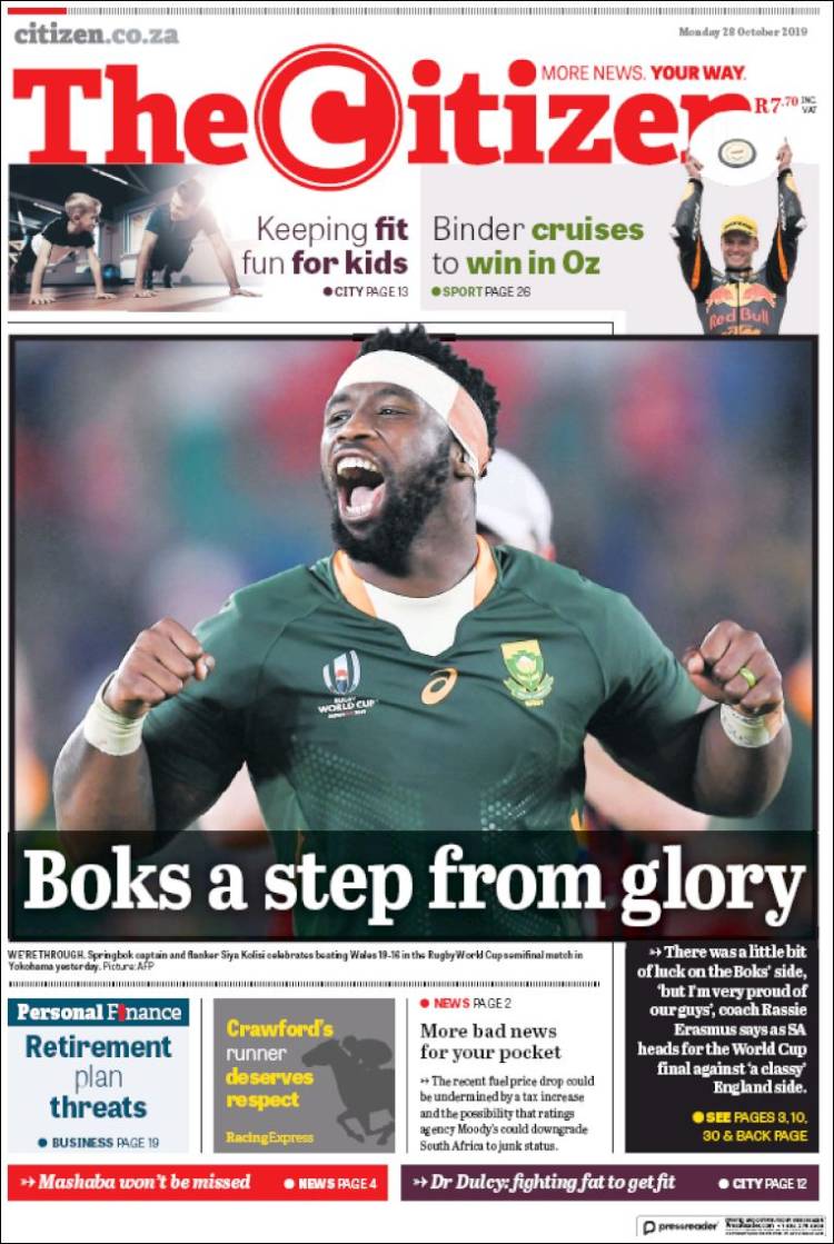 Portada de The Citizen (Sud&aacute;frica)