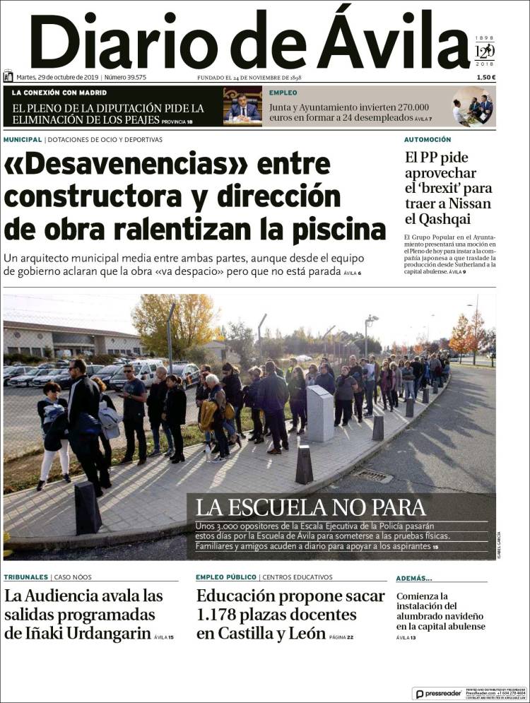 Portada de Diario de Ávila (España)