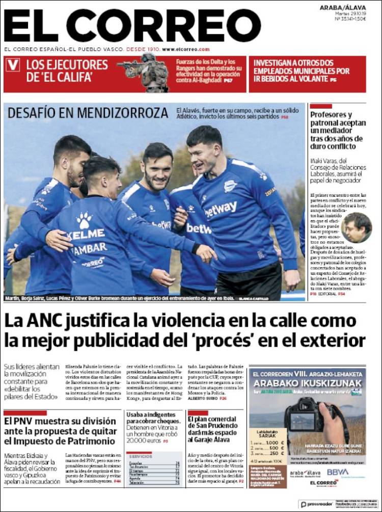 Portada de El Correo - Álava (España)