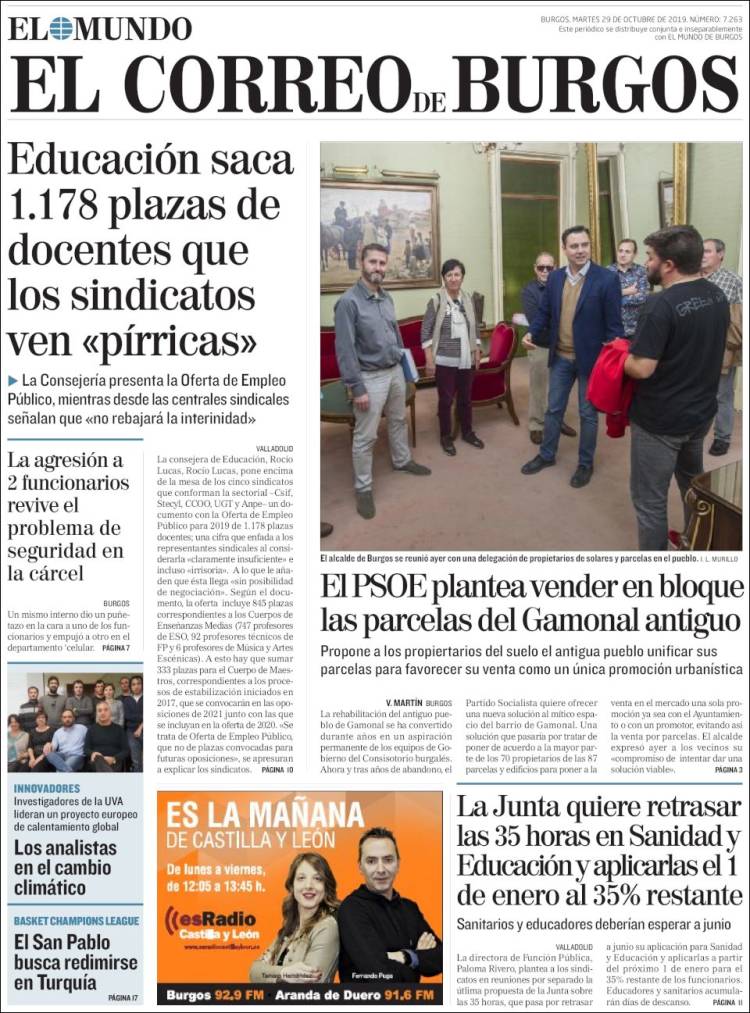 Portada de El Correo de Burgos (España)