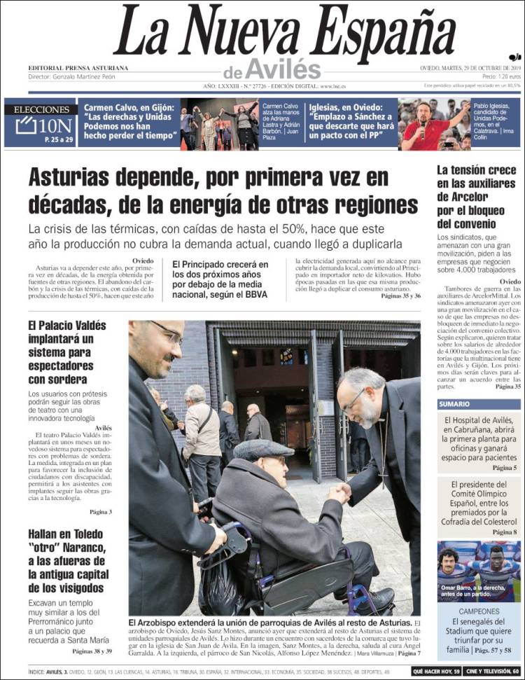 Portada de La Nueva España - Avilés (España)