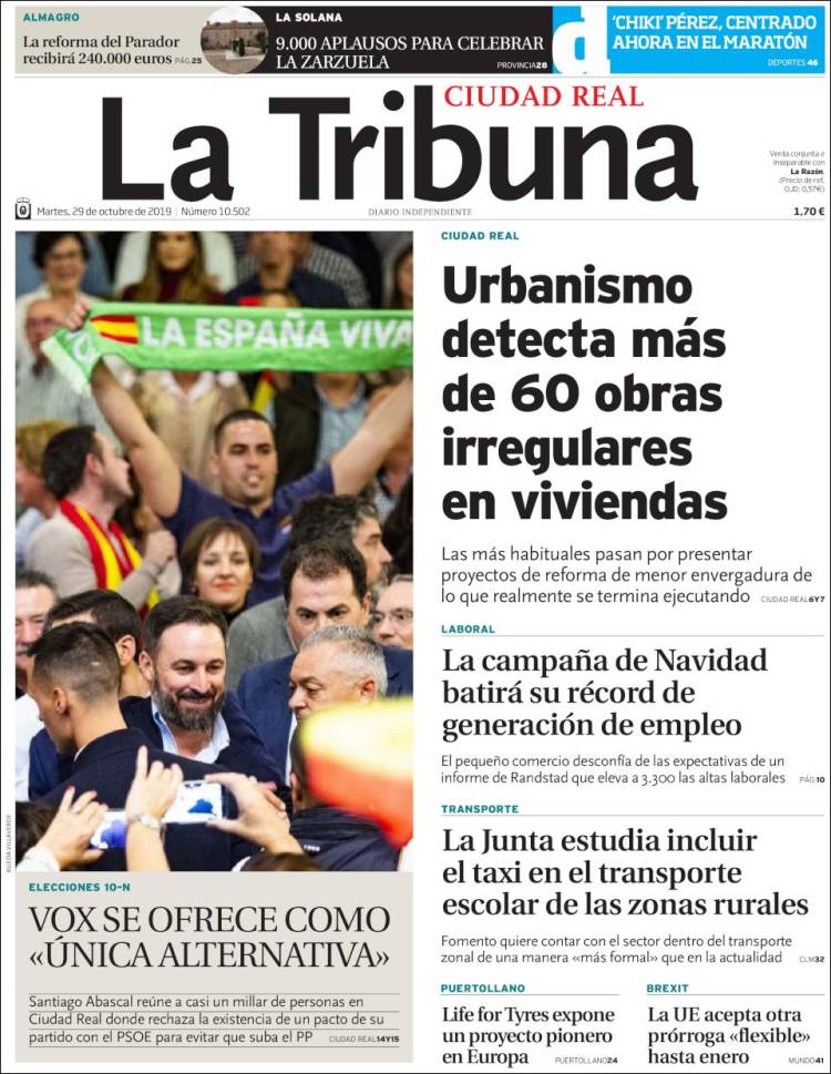 Portada de La Tribuna de Ciudad Real (España)