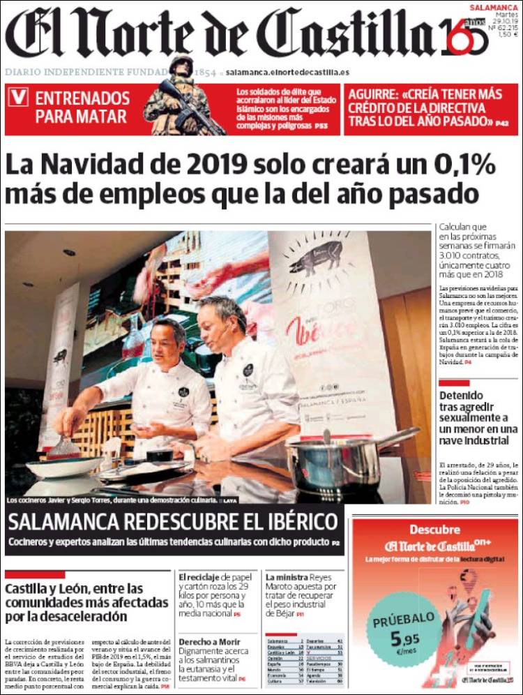 Portada de Norte de Castilla - Salamanca (España)