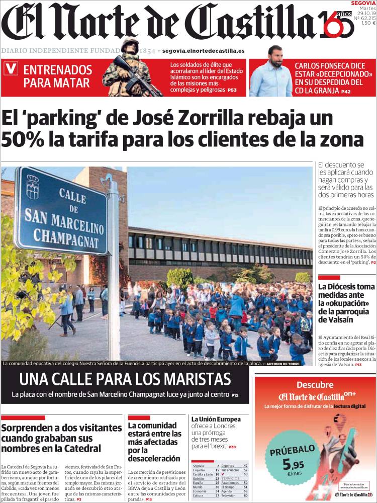 Portada de Norte de Castilla - Segovia (España)