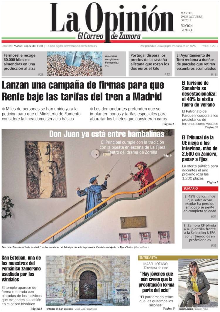 Portada de La Opinión - El Correo de Zamora (España)
