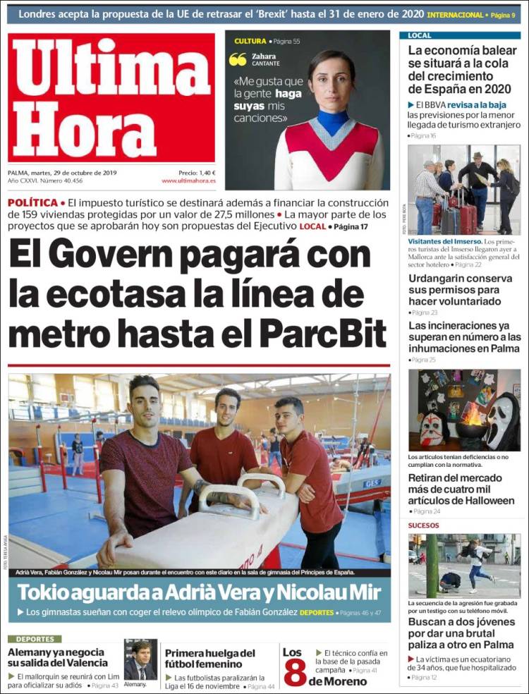 Portada de Última Hora (España)