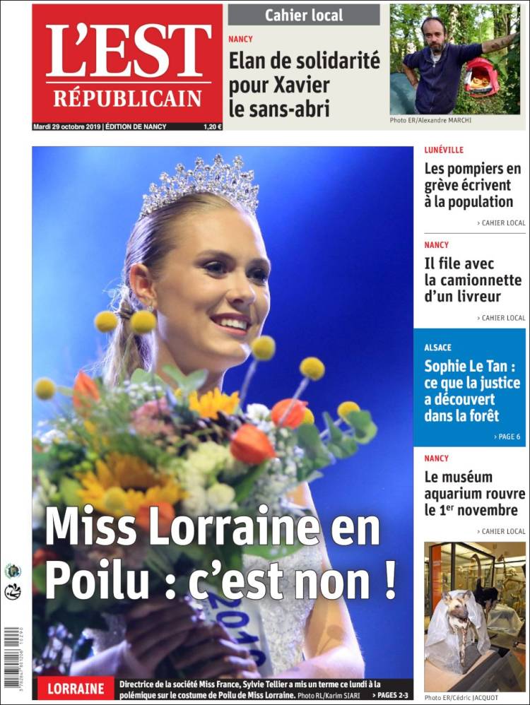 Portada de L'Est Republicain (Francia)