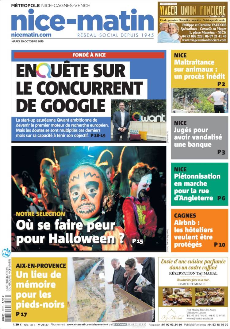 Portada de Nice-Matin (Francia)