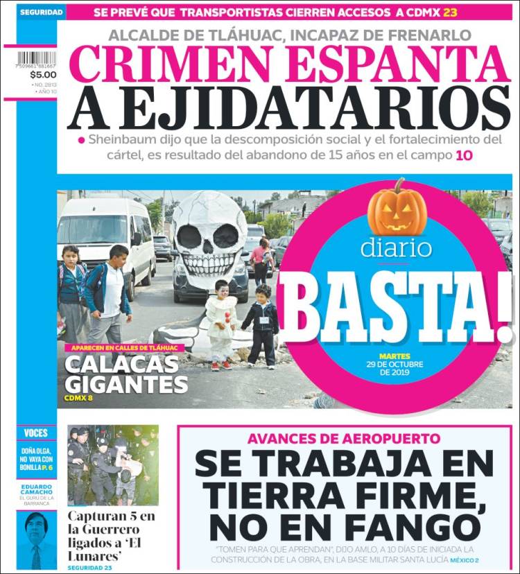 Portada de Diario Basta (México)