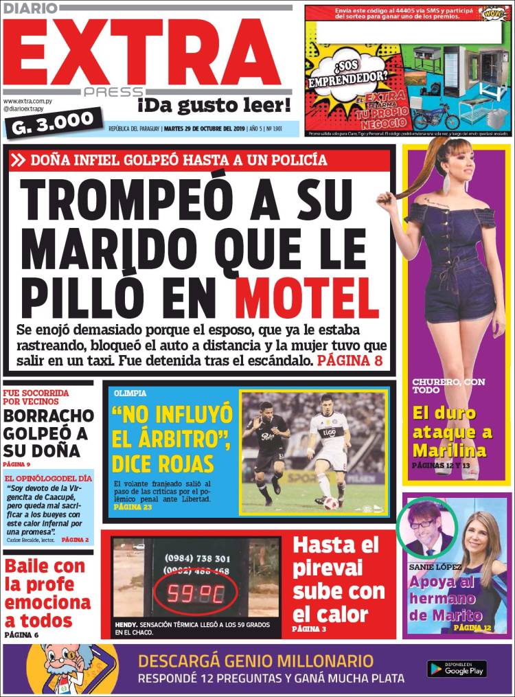 Portada de Diario Extra (Paraguay)