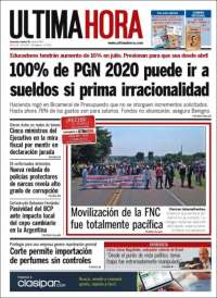 Portada de Última Hora (Paraguay)