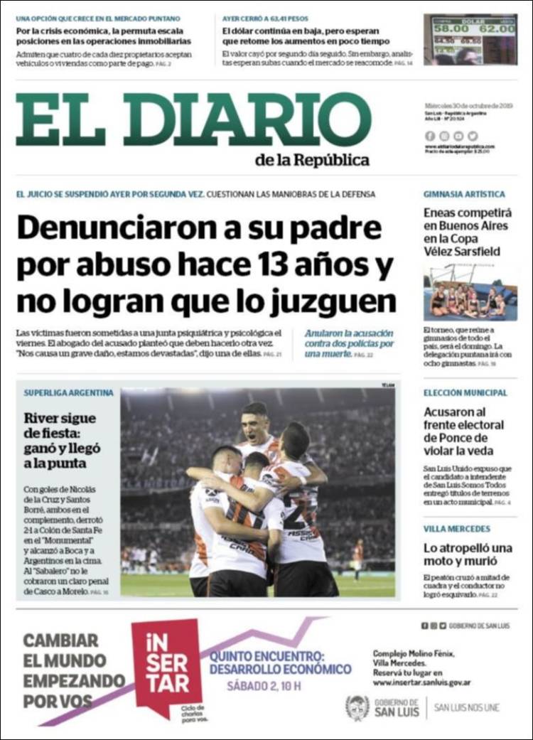 Portada de Diario de la República (Argentina)