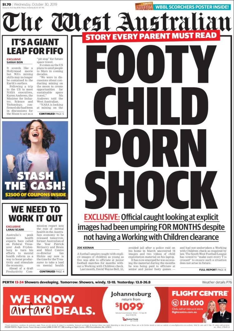 Portada de The West Australian (Australia)