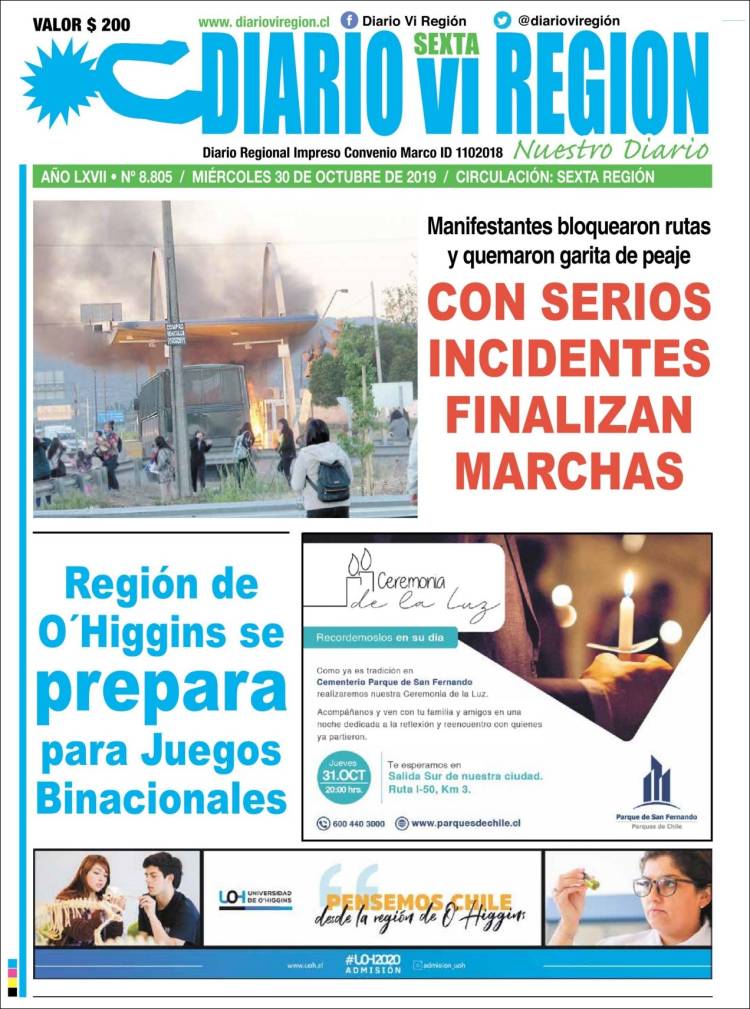 Portada de Diario VI Región (Chile)