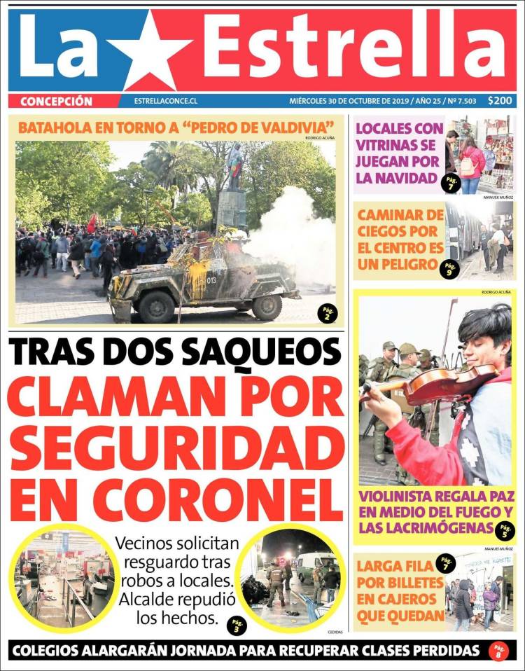 Portada de La Estrella de Concepción (Chile)