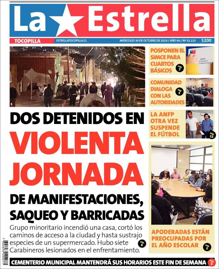 Portada de La Estrella de Tocopilla (Chile)