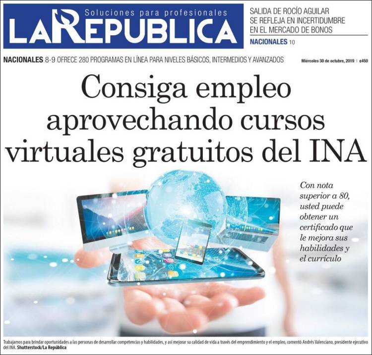 Portada de La República (Costa Rica)