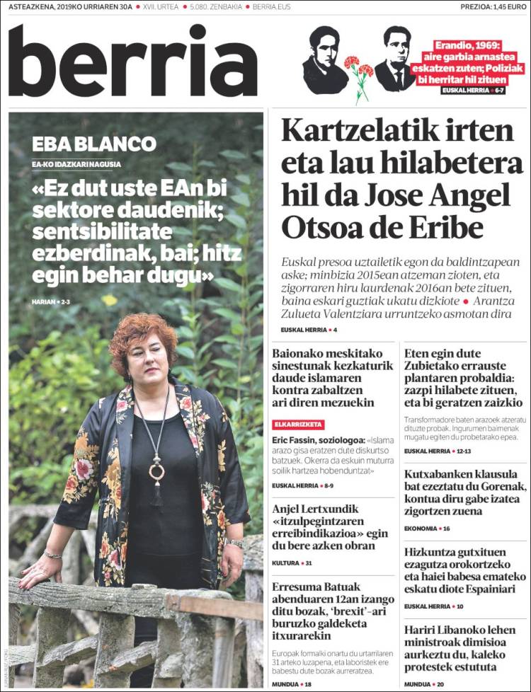 Portada de Berria (Espa&ntilde;a)