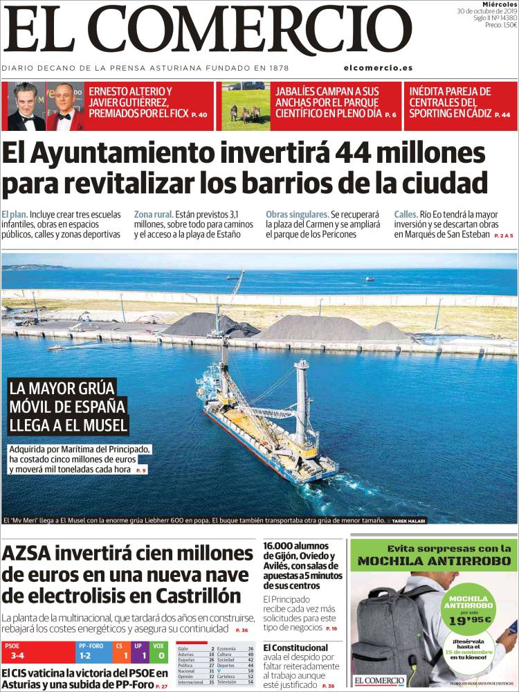 Portada de El Comercio (Espa&ntilde;a)