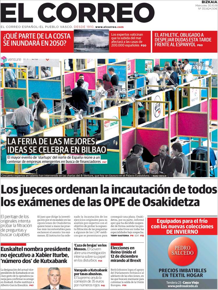 Portada de El Correo (Espa&ntilde;a)
