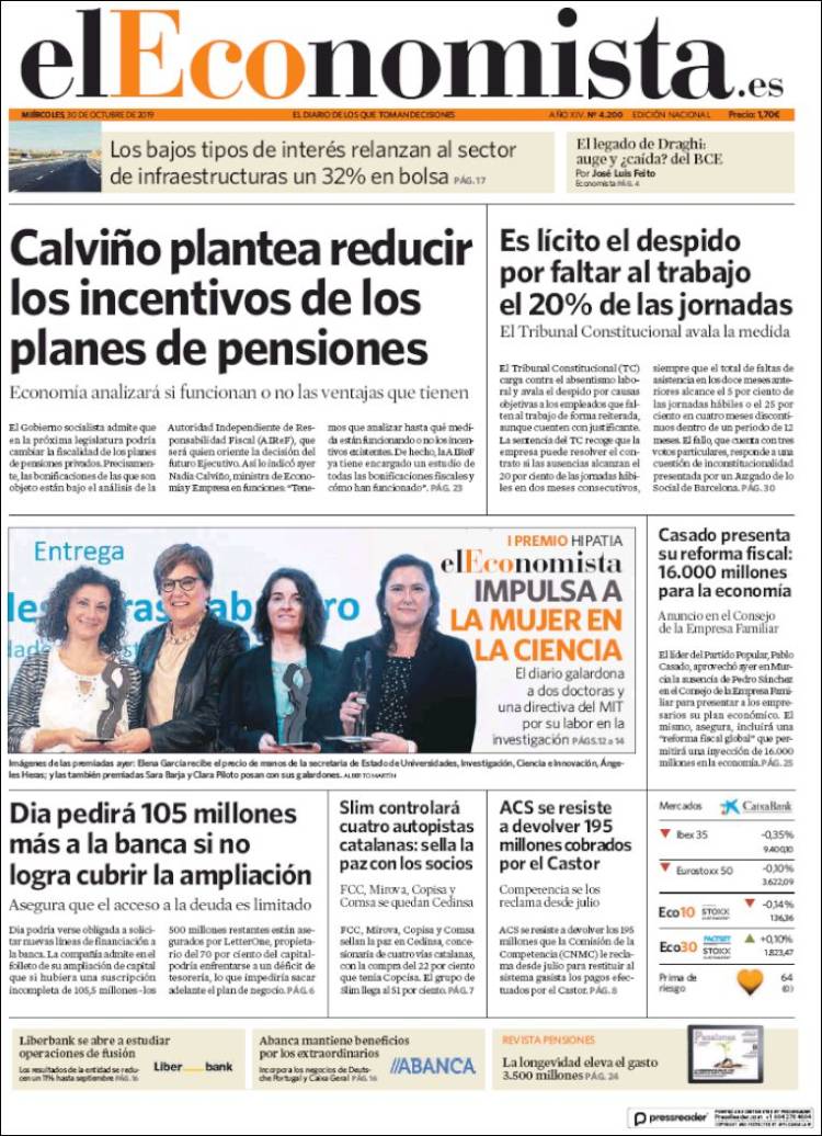 Portada de El Economista (Espa&ntilde;a)
