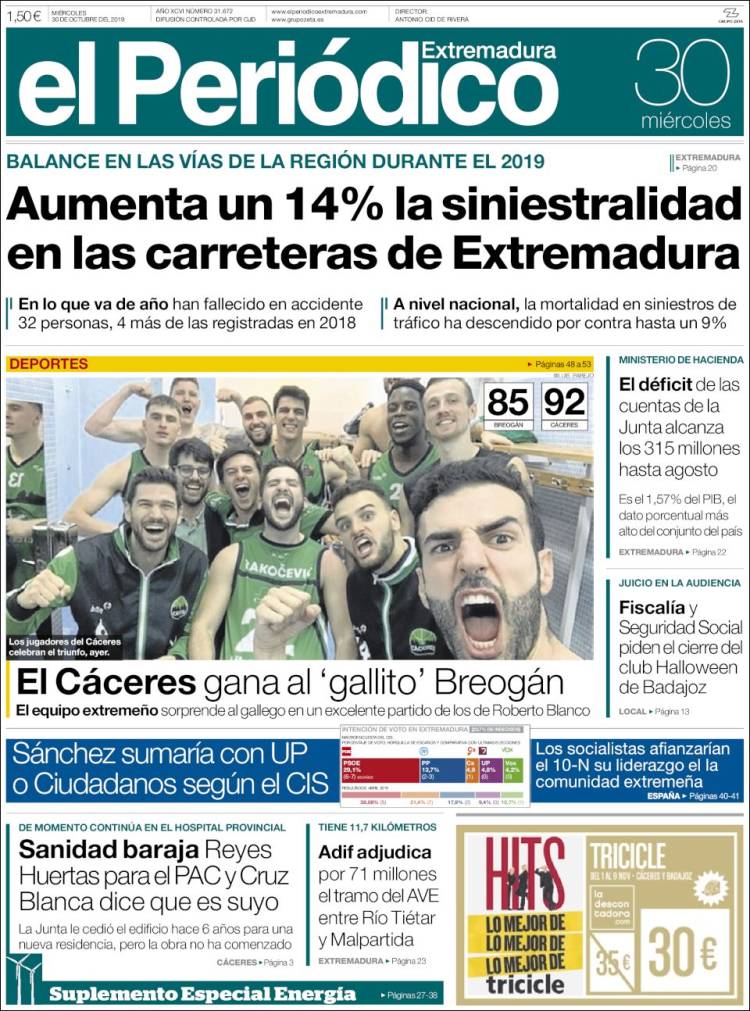 Portada de El Periódico de Extremadura (Espa&ntilde;a)