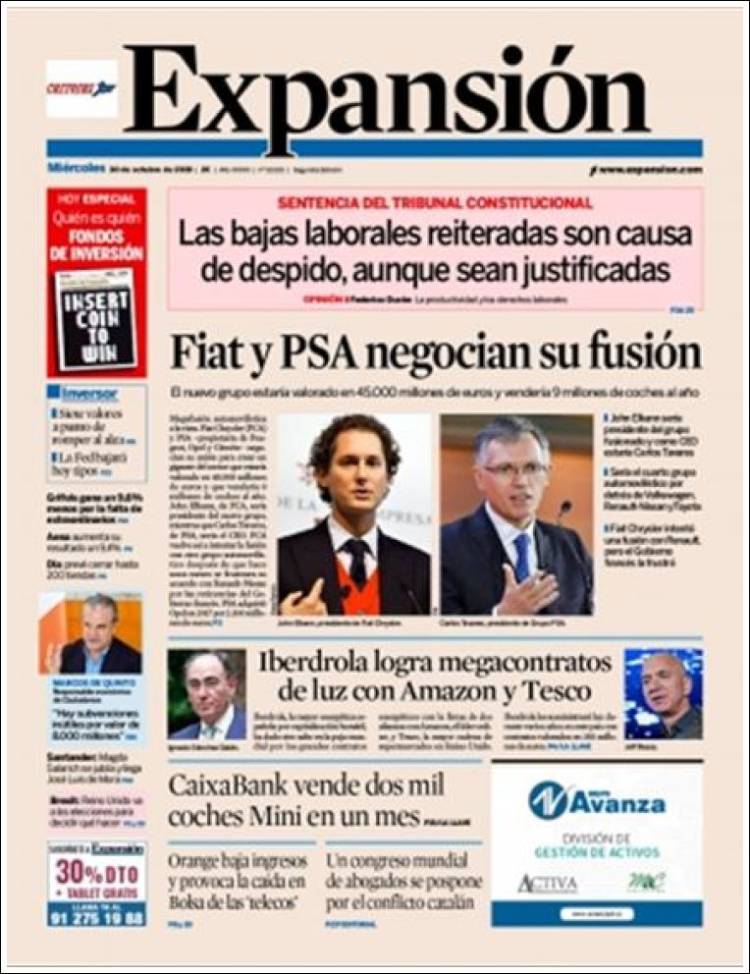 Portada de Expansión (Espa&ntilde;a)