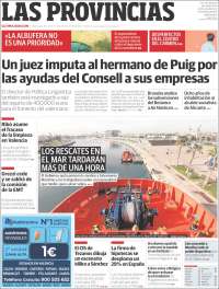Portada de Las Provincias (Espa&ntilde;a)
