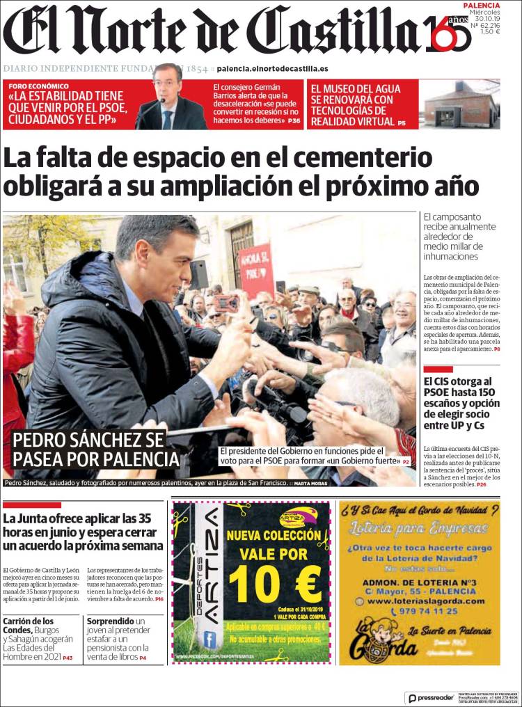 Portada de Norte de Castilla - Palencia (Espa&ntilde;a)