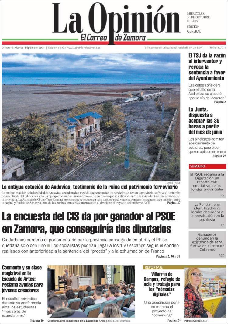 Portada de La Opinión - El Correo de Zamora (Espa&ntilde;a)