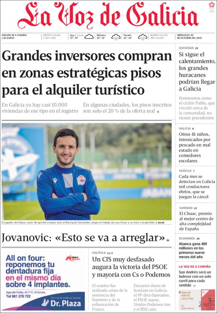 Portada de La Voz de Galicia (Espa&ntilde;a)