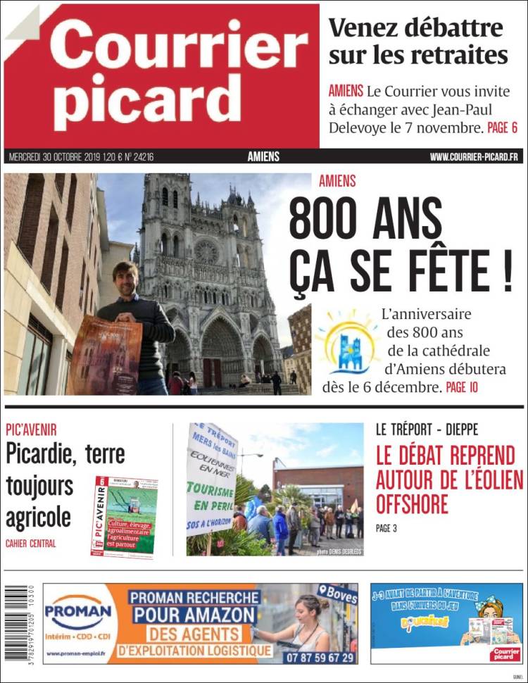 Portada de Courrier Picard (Francia)