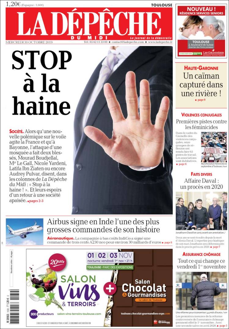 Portada de La Dépêche du Midi (Francia)