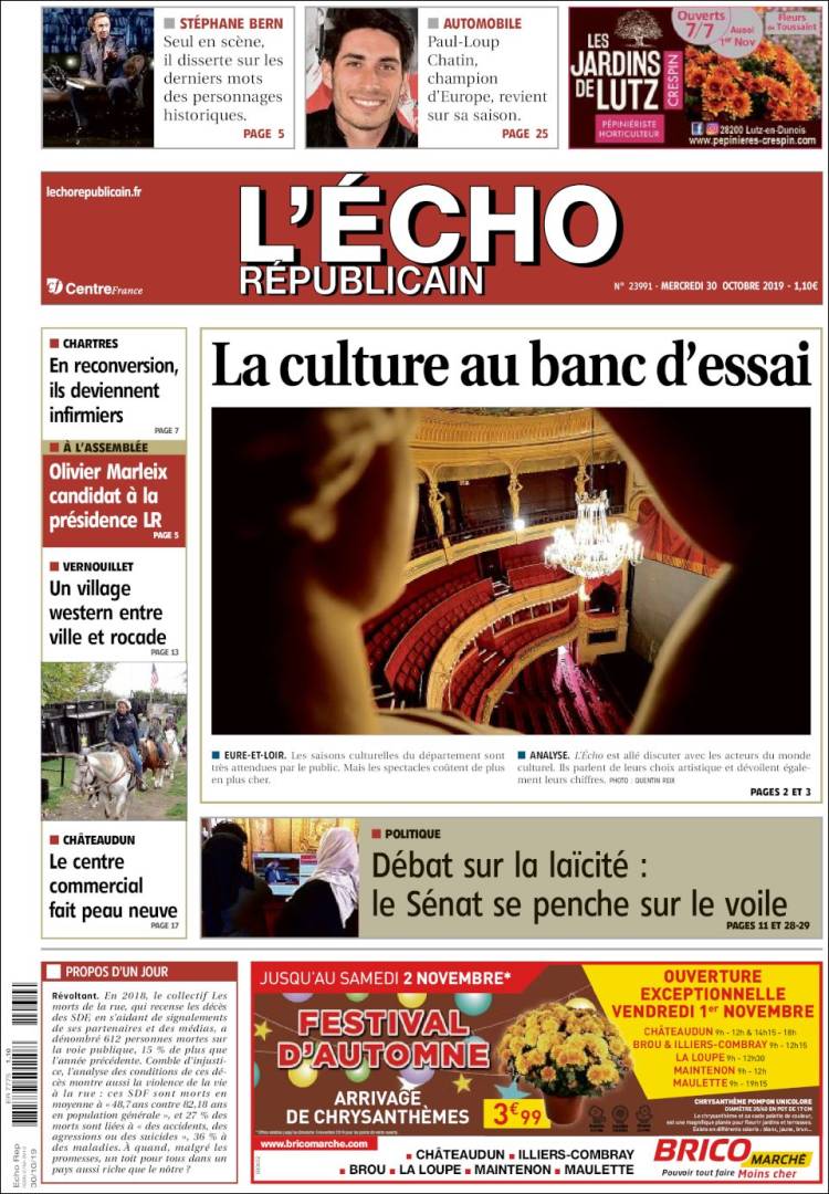 Portada de L'Echo Républicain (Francia)
