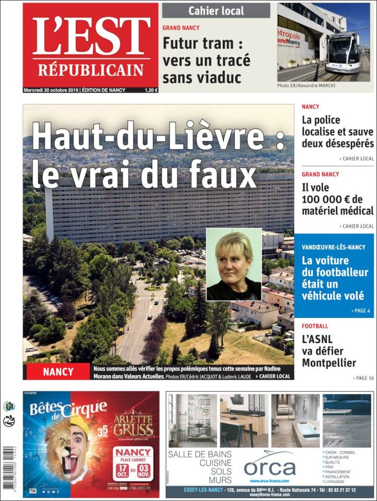 Portada de L'Est Republicain (Francia)