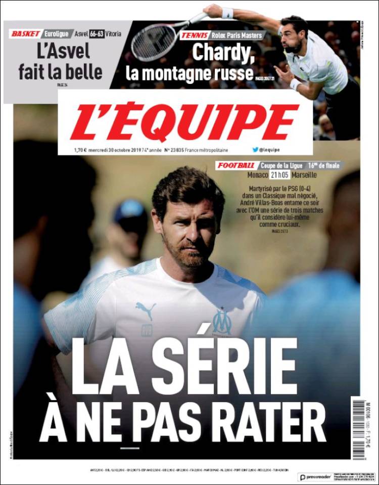 Portada de L'Equipe (Francia)