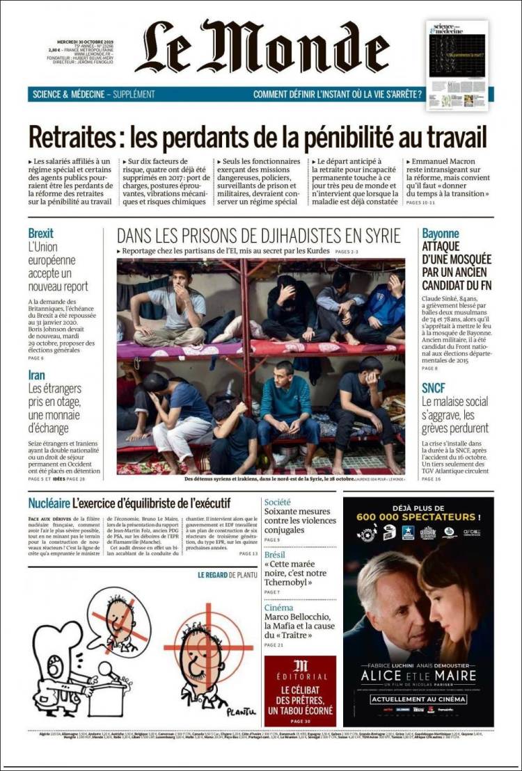 Portada de Le Monde (Francia)