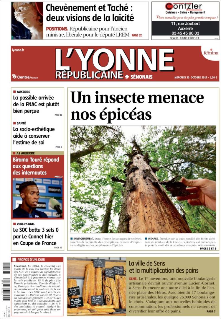 Portada de L'Yonne-Républicaine (Francia)